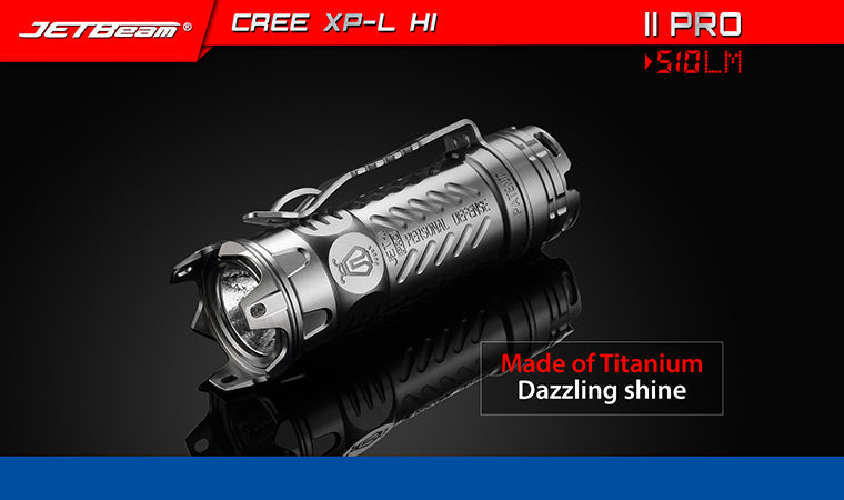 Jetbeam II Pro Anodized Titanium 510 Lumen 1 x CR123 CREE XP-L HI LED Flashlight - Black