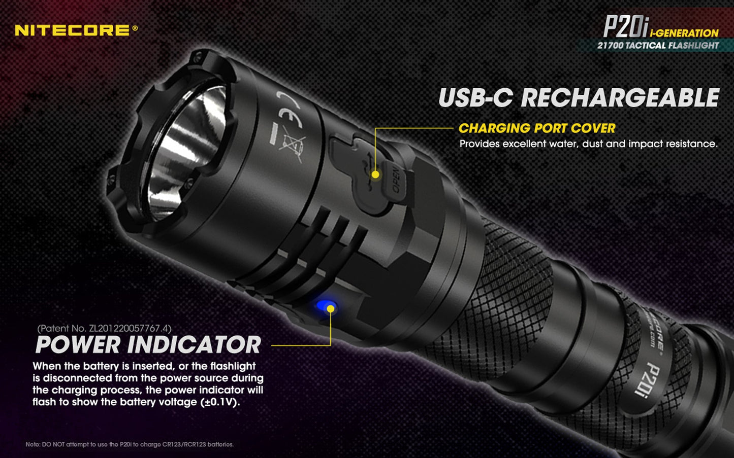 Nitecore P20i 1800 Lumen USB-C Rechargeable LED Flashlight 1 * 21700 Battery -  Luminus SST-40-W LED