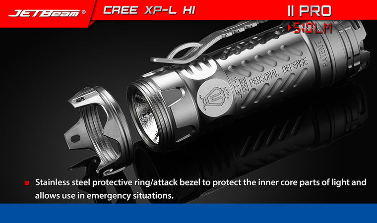 Jetbeam II Pro Anodized Titanium 510 Lumen 1 x CR123 CREE XP-L HI LED Flashlight - Black
