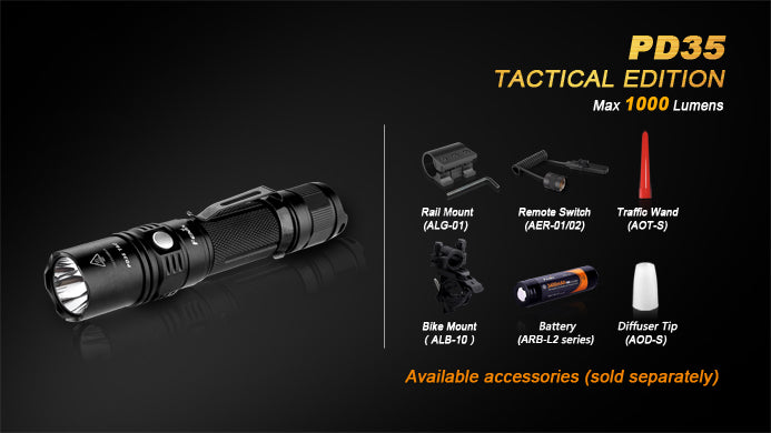 fenix flashlight cr123a Fenix PD35 TAC Tactical Edition 1x 18650 / 2x CR123A 1000 Lumens CREE – Going Lights