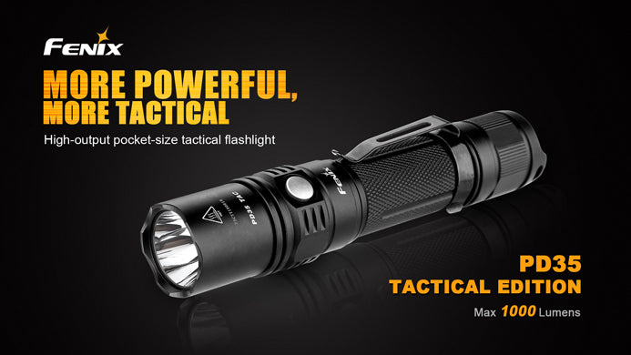 Fenix PD35 TAC Tactical Edition 1x 18650 / 2x CR123A 1000 Lumens CREE XP-L LED Flashlight