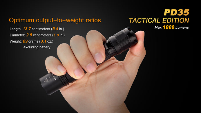 fenix flashlight cr123a Fenix PD35 TAC Tactical Edition 1x 18650 / 2x CR123A 1000 Lumens CREE – Going Lights