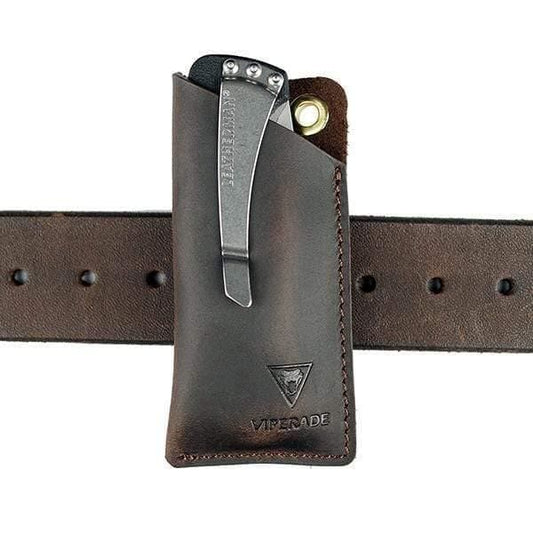 Viperade PJ11 Crazy Horse Leather EDC Tool Pouch (Brown) front view