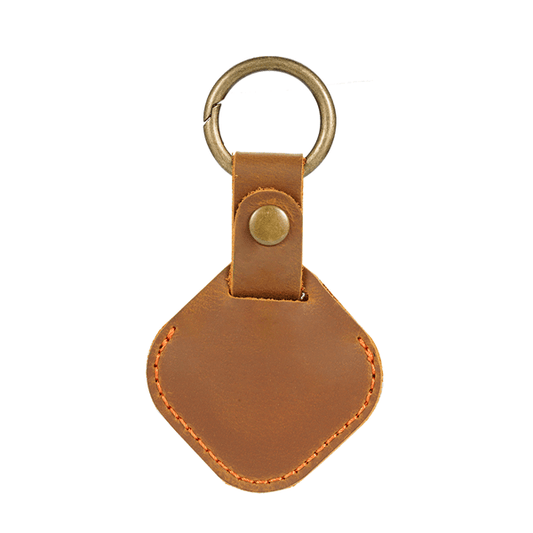 Viperade PJ25 Genuine Leather AirTag Holder (Brown) front view