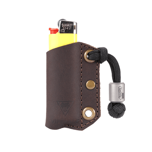 Viperade PJ28 Crazy Horse Leather Lighter Case (Brown) front view