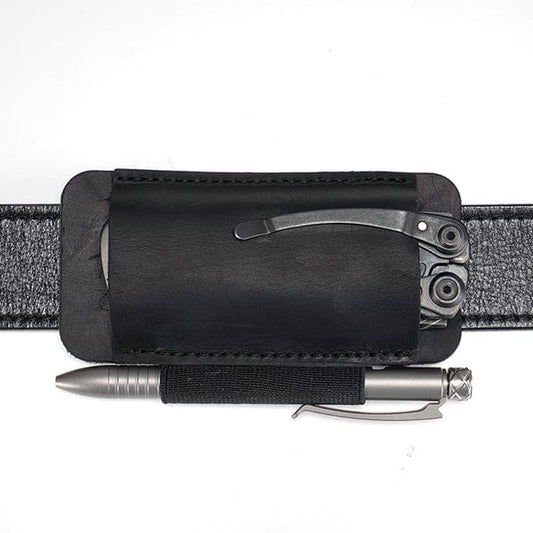 Viperade PJ33 Crazy Horse Leather Knife Sheath (Black) front view