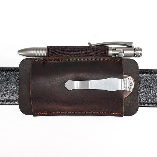 Viperade PJ33 Crazy Horse Leather Knife Sheath (Brown) front view