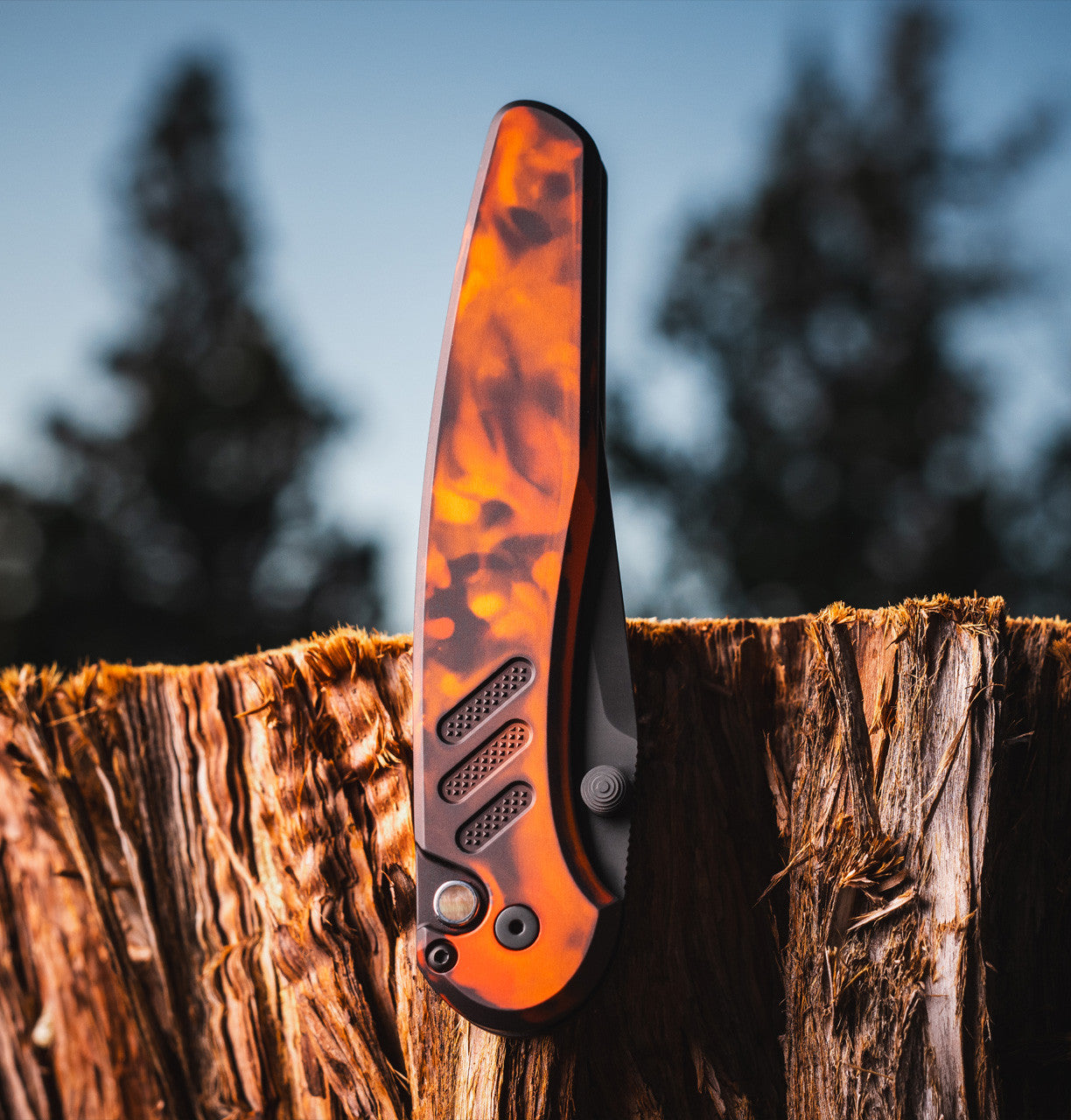 Pro-Tech Avalon Peace Neighbor PN1104-DF Del Fuego anodized 6061 aluminum handle with long deep carry clip