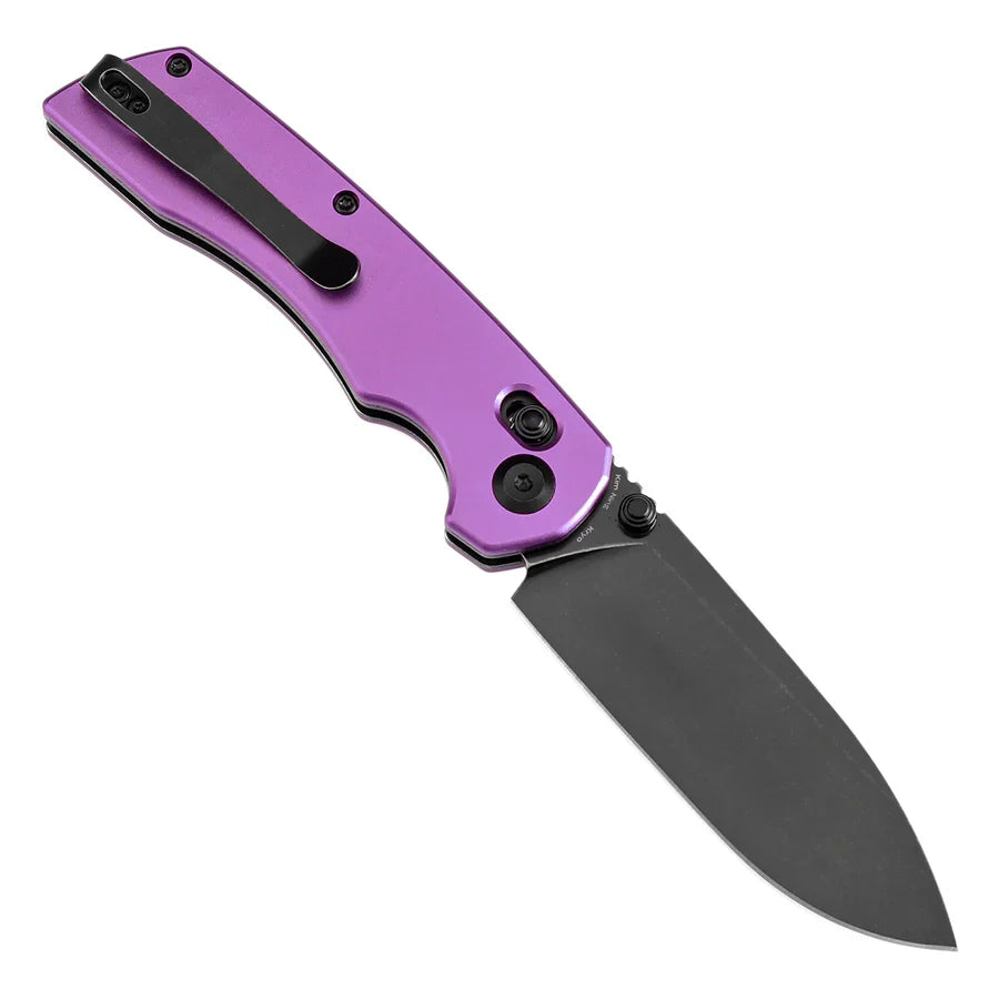 Tenable Kryo T1001V2 – 3.58" Blackwash 14C28N Blade, Purple Anodized Aluminum Handle with Liner Lock