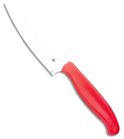 Spyderco Z-Cut Kitchen Knife – 4.4" CTS BD1N Stainless Steel Blade, Red Injection Molded Polypropylene Handle – KT14PRD
