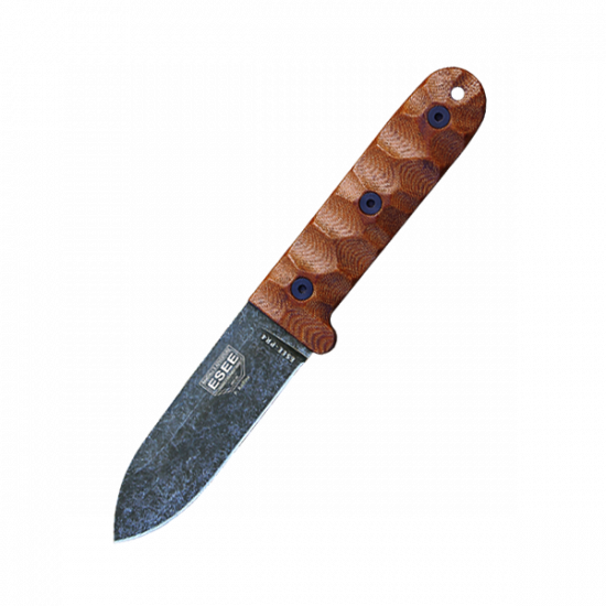 ESEE Camp-Lore PR-4 Fixed Blade Knife 4" 1095 Black Oxide Brown Sculpted Micarta