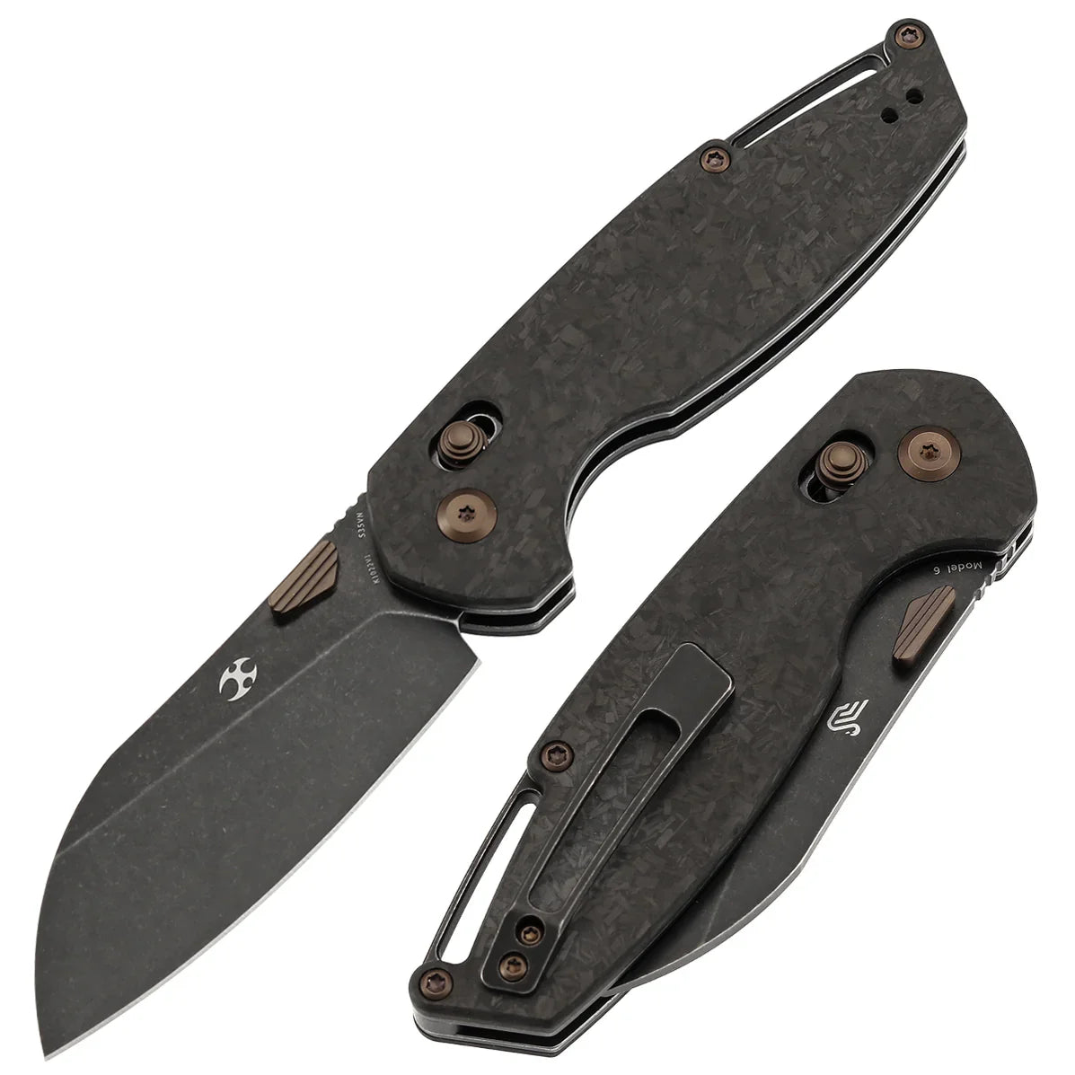 Kansept Model 6 K1022V1 – 3.1" CPM S35VN Blade, Shred Carbon Fiber Handle with Crossbar Lock (Nick Swan Design)