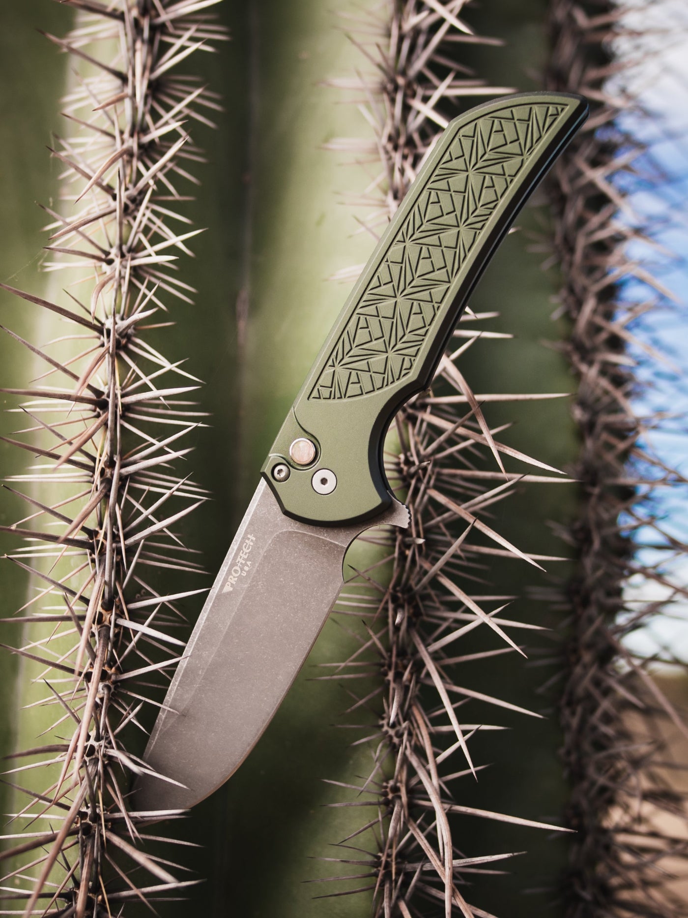 Pro-Tech BST26.Mordax.1 Blade Show Texas Exclusive – Green Handle 20CV Mordax Knife