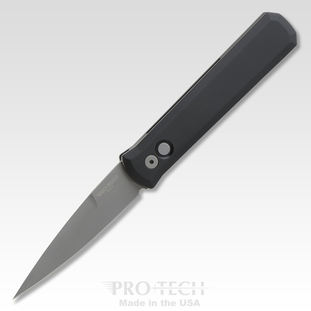 Pro-Tech 920 Godfather – 4" 154CM Spear Point Blade, Black Aluminum Handle, Push-Button Auto