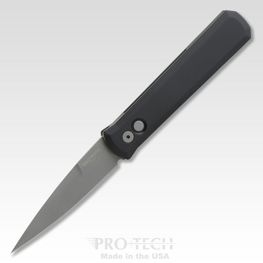 Pro-Tech 920 Godfather – 4" 154CM Spear Point Blade, Black Aluminum Handle, Push-Button Auto