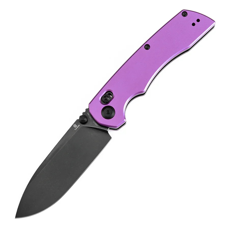Tenable Kryo T1001V2 – 3.58" Blackwash 14C28N Blade, Purple Anodized Aluminum Handle with Liner Lock