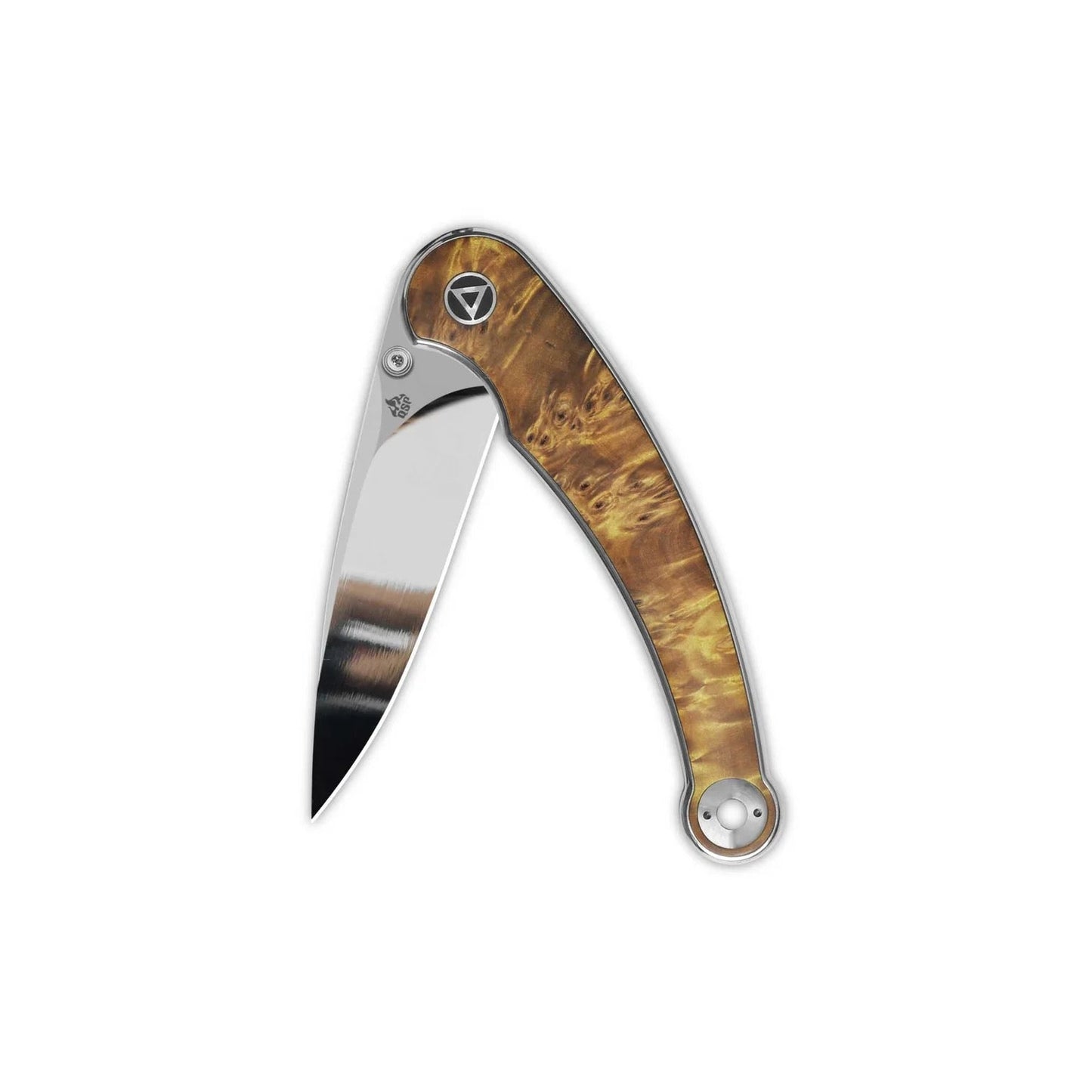 QSP Dolphin QS161-B – 3.15" 14C28N Clip Point Blade, Stabilized Wood Handle, Ceramic Bearings, Liner Lock