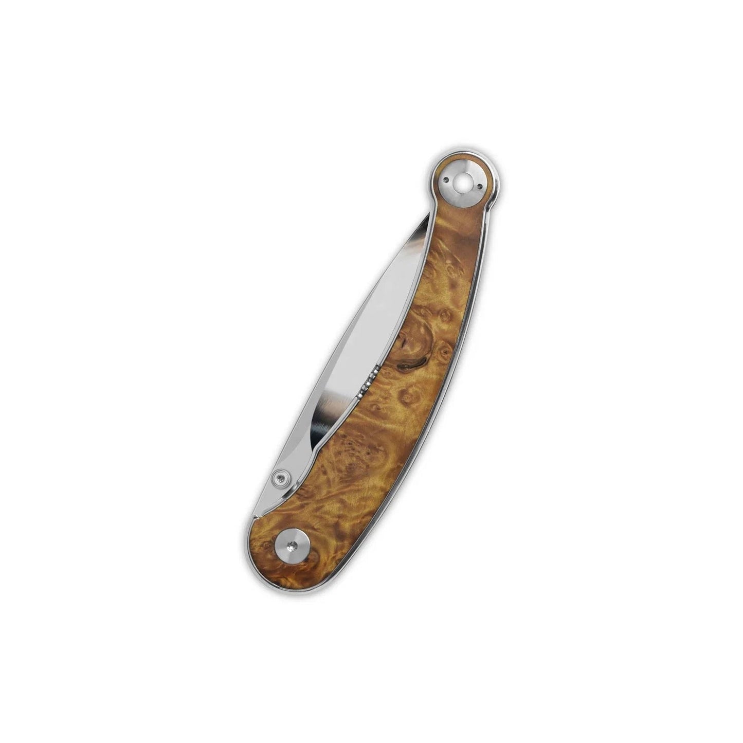 QSP Dolphin QS161-B – 3.15" 14C28N Clip Point Blade, Stabilized Wood Handle, Ceramic Bearings, Liner Lock