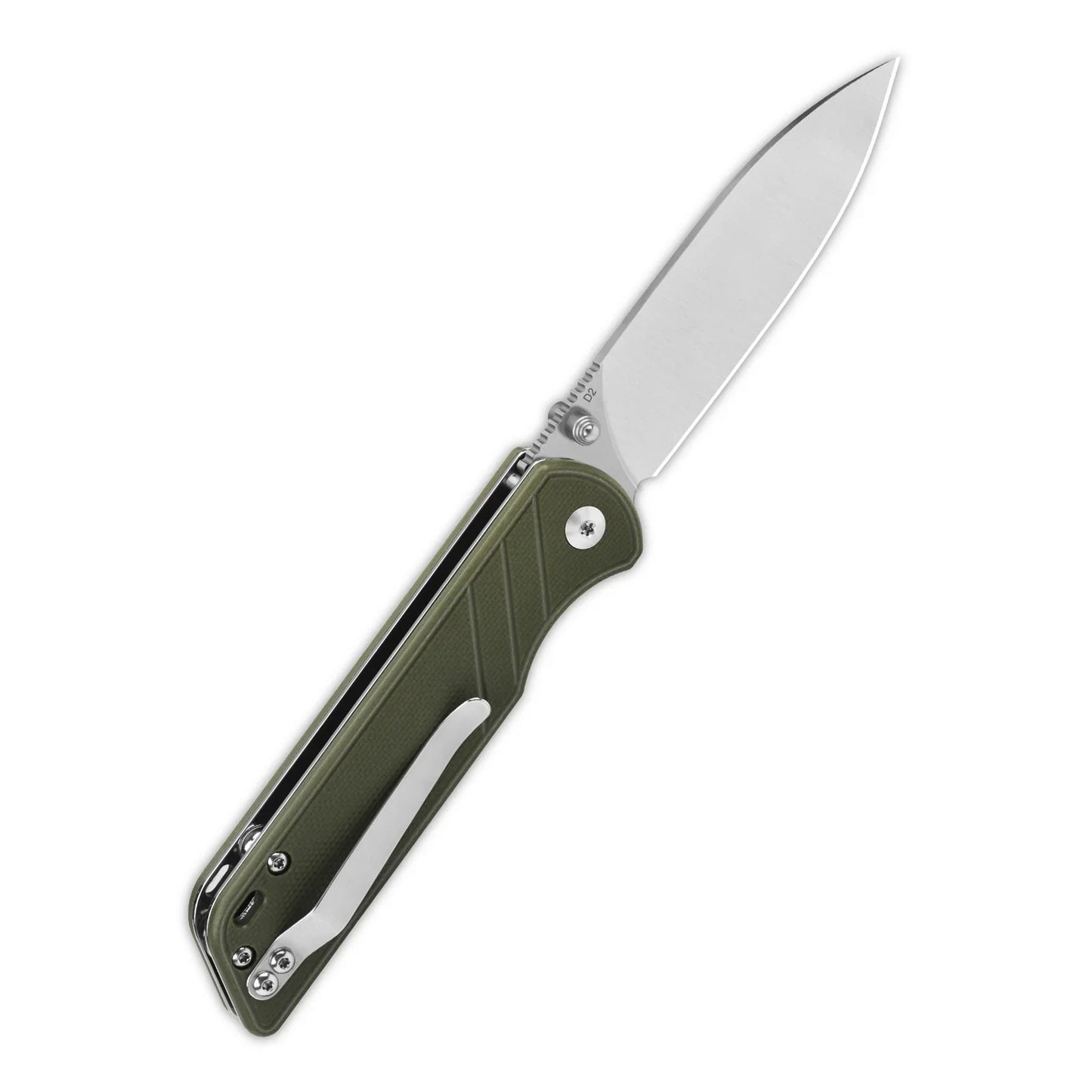 QSP Parrot V2 Pocket Knife – 3.25" D2 Spear Point Blade, Green G10 Handle, Ball Bearings, Liner Lock