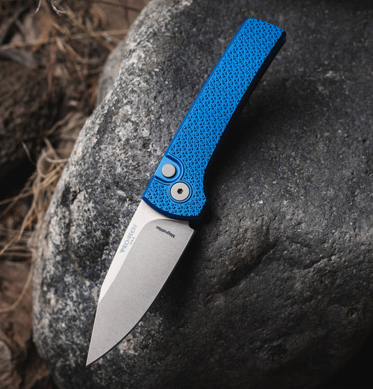 Pro-Tech Scapegoat Compact RCS1105-Blue front view – 3.15" stonewash MagnaMax clip point automatic knife