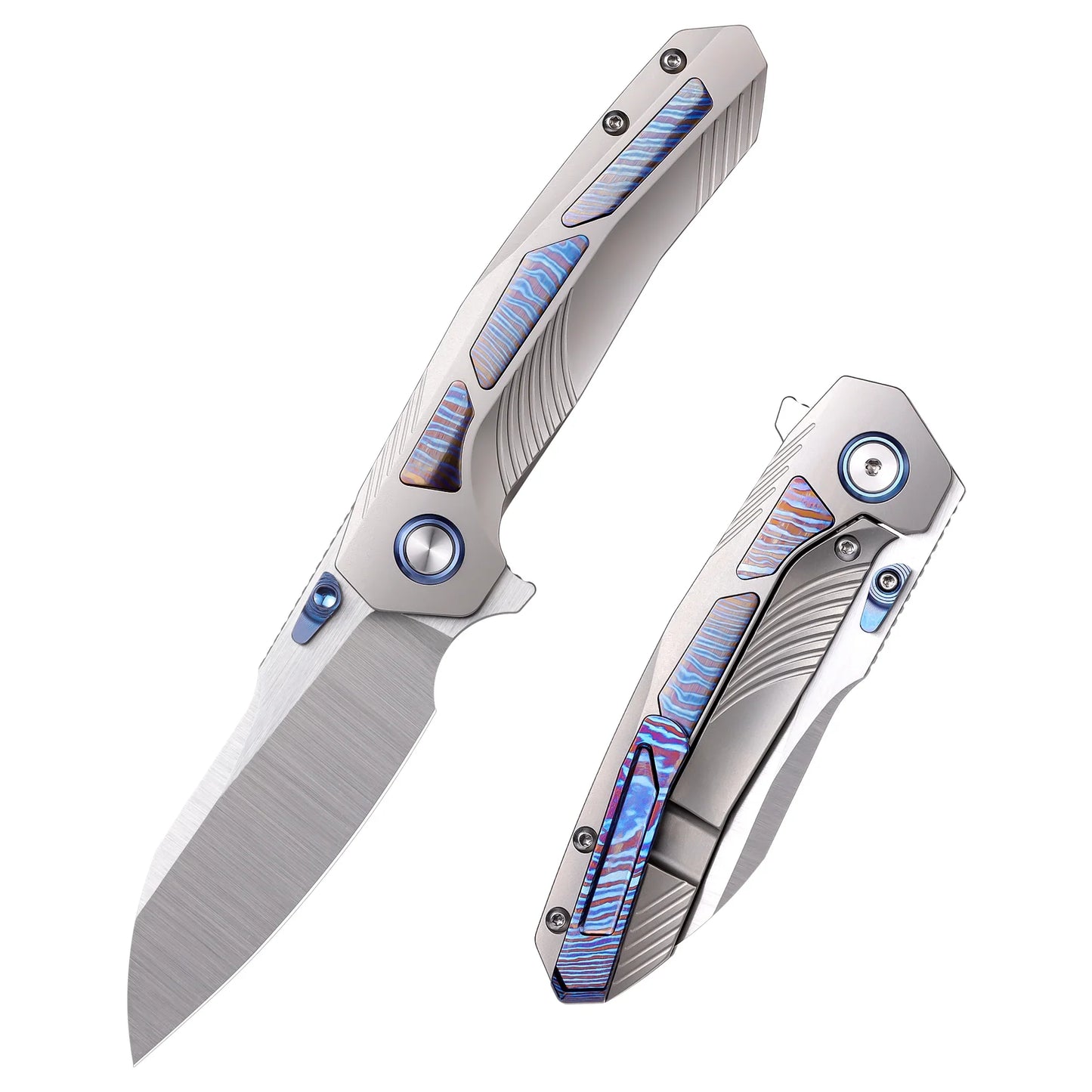 Remette Kestrel RTPO-D â€“ 2.83" S35VN Reverse Tanto, Titanium Gray & Timascus