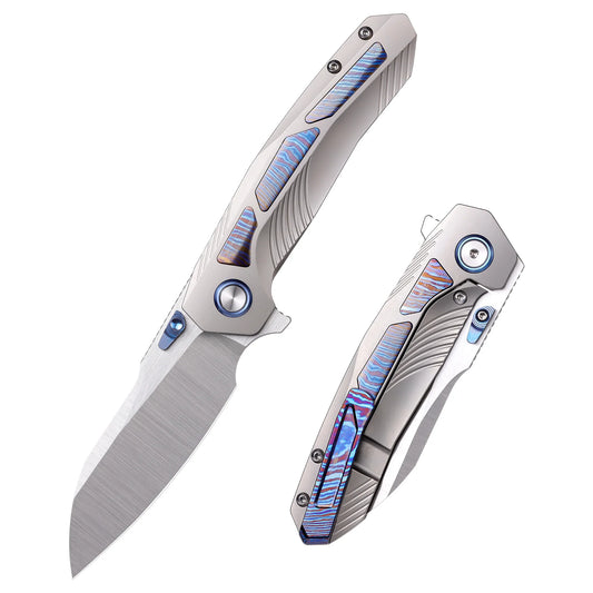 Remette Kestrel RTPO-D â€“ 2.83" S35VN Reverse Tanto, Titanium Gray & Timascus