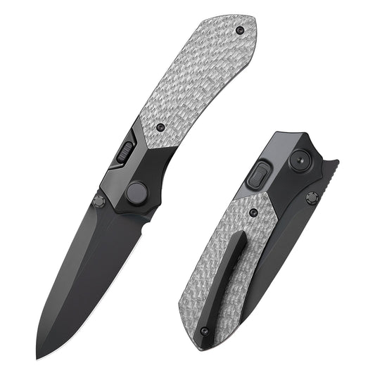 REMETTE RT-Meteor RTPT-BDL â€“ 2.99" M390 Drop Point Button + Liner Lock Knife Titanium & Carbon Fiber