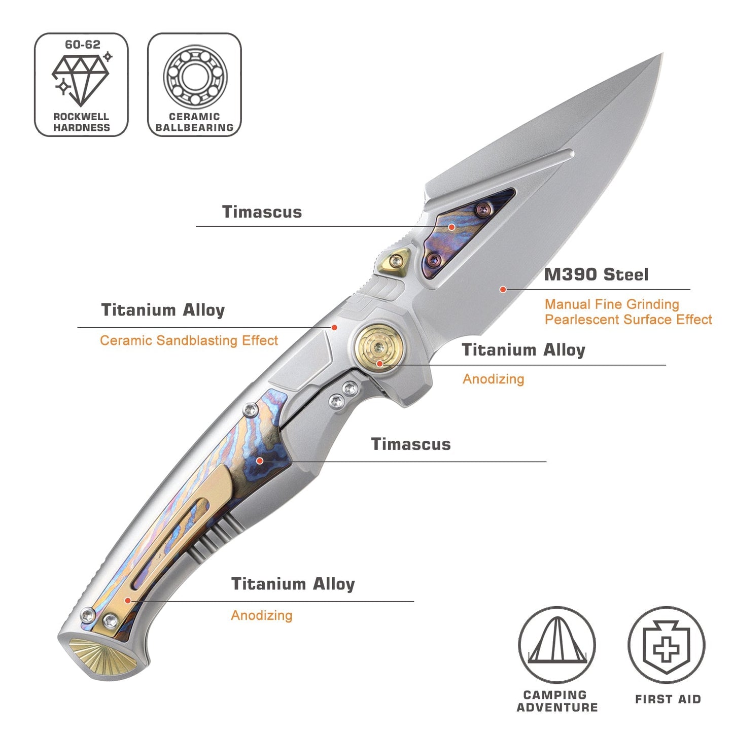 Remette RT-Scepter SCPT-A blade detail – pearlescent M390 clip point
