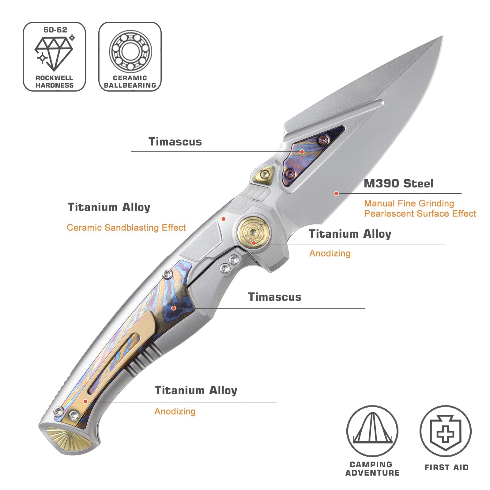 Remette RT-Scepter SCPT-A blade detail – pearlescent M390 clip point