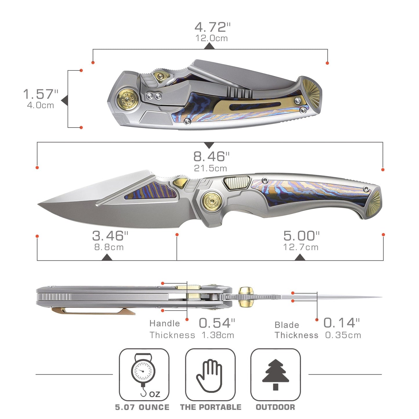 Remette RT-Scepter SCPT-A titanium and Timascus handle scales