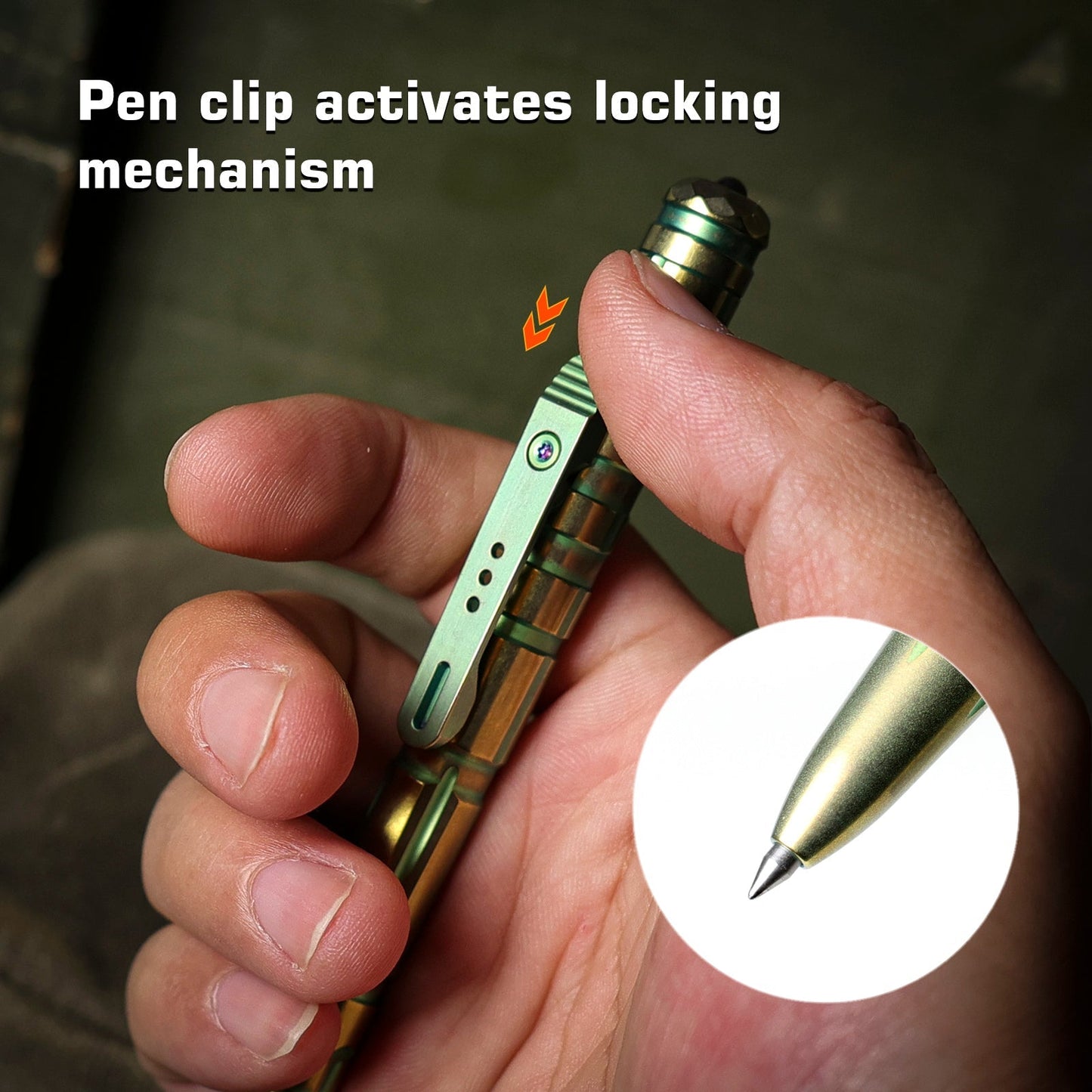 REMETTE RT-TP1C Pen – Titanium Tactical Pen with Clip Activated Lock and Glass Breaker