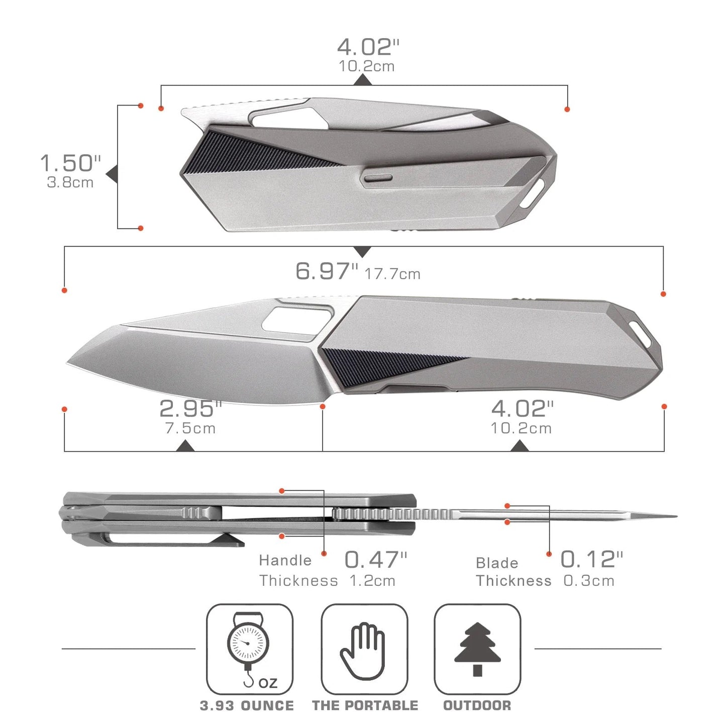 Remette Woodpecker RTWP-T 2.95" M390 Reverse Tanto Folding Knife Titanium Handle Liner Lock