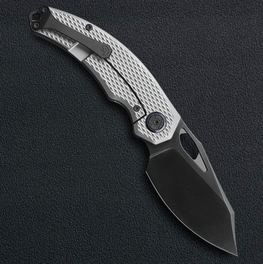 Kunwu Padre K706T-4, 3.35″ DLC Vanax Blade, Diamond Textured Titanium, Frame Lock, view 2