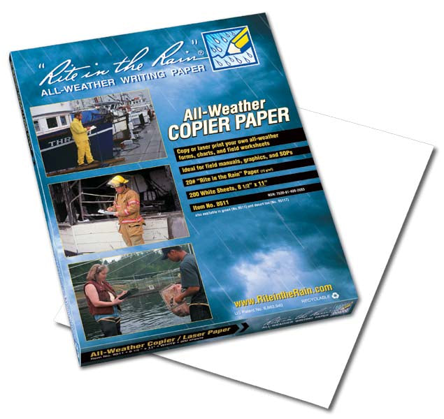 Rite in the Rain White All-Weather Copier Paper 200 Sheets 8511