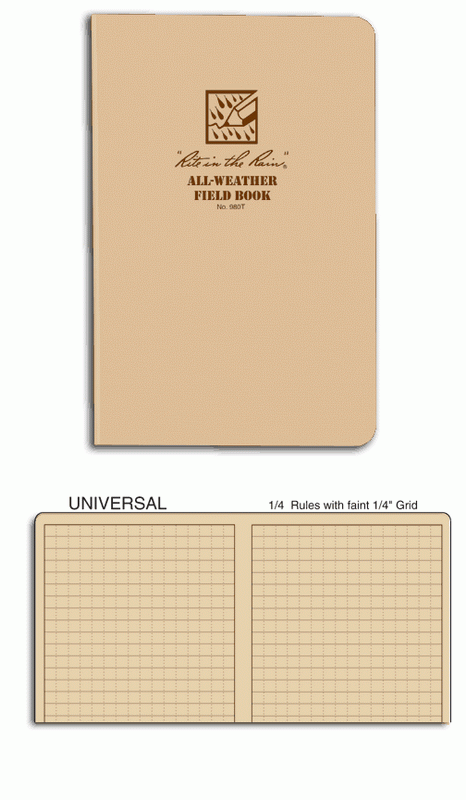 Rite in the Rain Tactical Field Book 4 5/8" x 7 1/4" Tan 980T