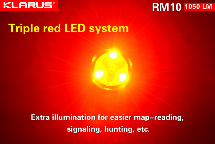 Klarus RM10 1x 18650 / 2x CR123 1050 Lumens CREE XM-L2 LED Flashlight