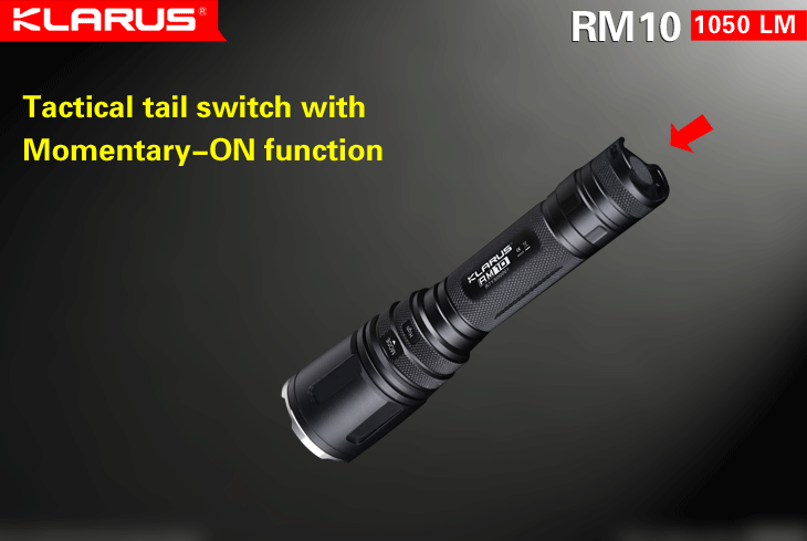 Klarus RM10 1x 18650 / 2x CR123 1050 Lumens CREE XM-L2 LED Flashlight