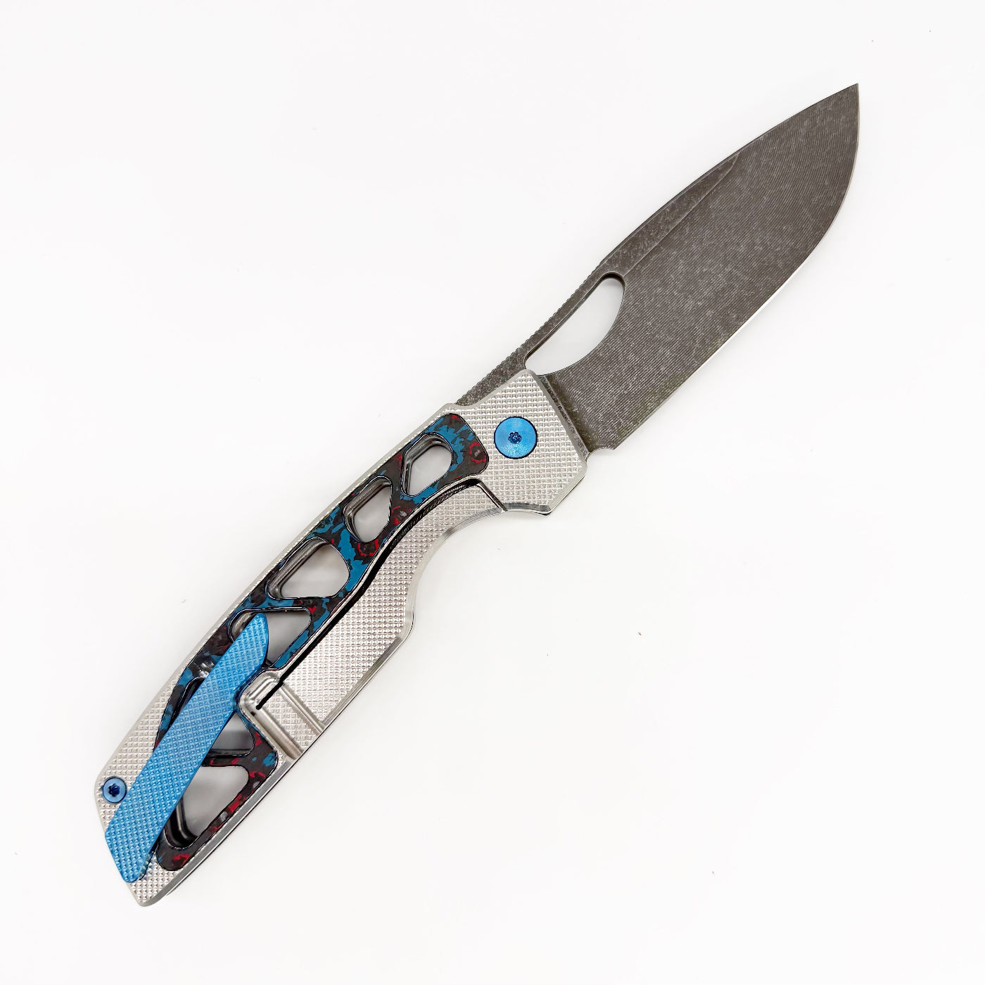 RobJohnsons Cedar Skeleton – RWL34 Acid Washed Fatcarbon Nebula Carbon Fiber Knife