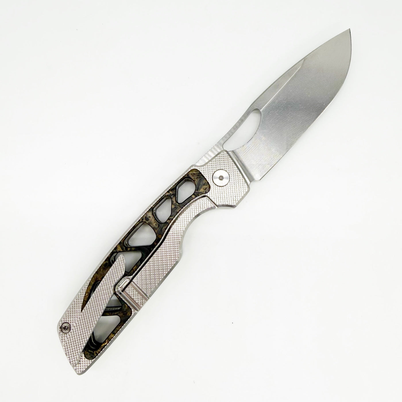 RobJohnsons Cedar Skeleton Saltwater – Vanax Satin Stonewash Titanium Carbon Fiber Knife