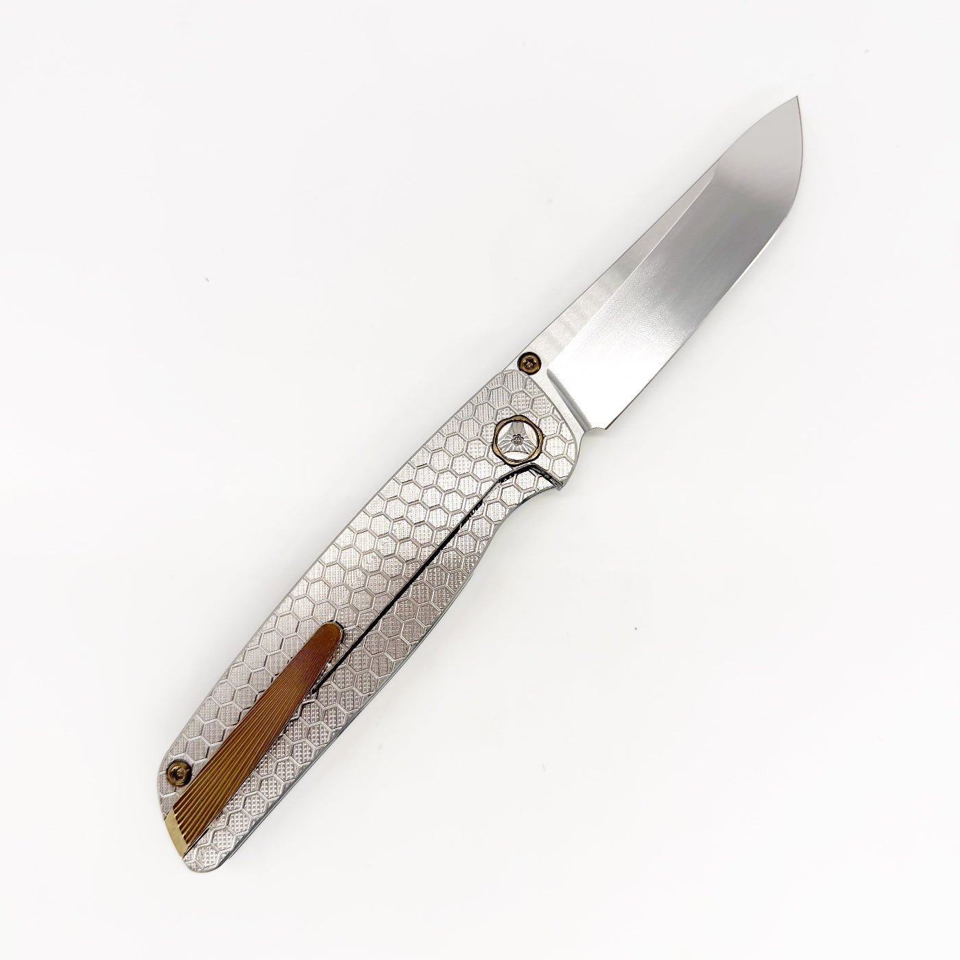 RobJohnsons Cypress V3 Frame Lock Knife – RWL34 Satin Hardmilled Diamond & Honeycomb Titanium Handles
