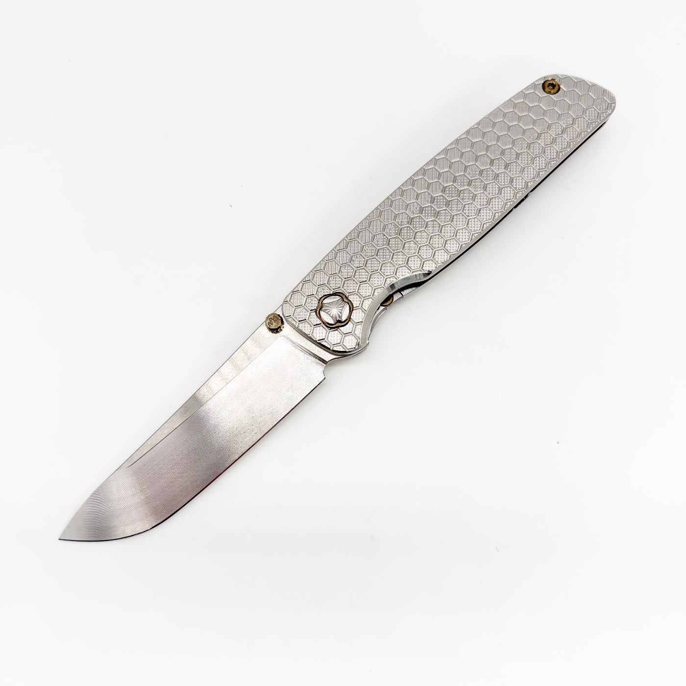 RobJohnsons Cypress V3 Frame Lock Knife – RWL34 Satin Hardmilled Diamond & Honeycomb Titanium Handles