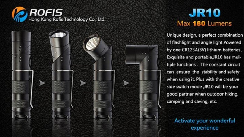 Rofis JR10 CREE XP-G R5 180 Lumen 1 x CR123 Rotating Angle LED Flashlight
