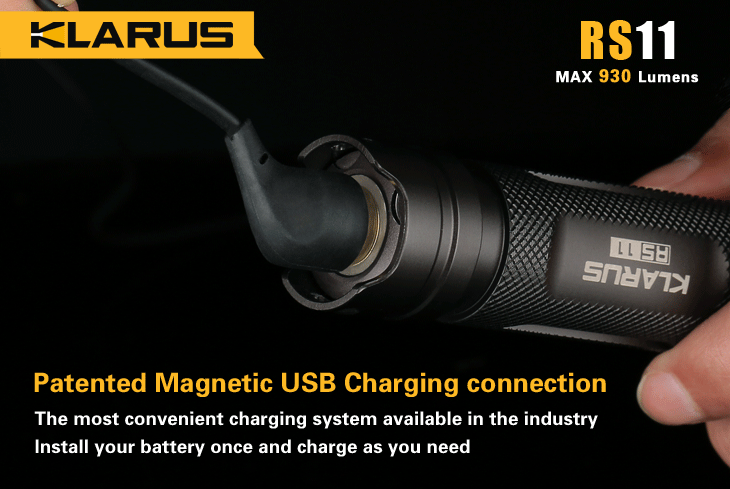 Klarus RS11 2 x (R)CR123A / 1 x 18650 CREE XM-L2 U2 930 Lumen LED Flashlight
