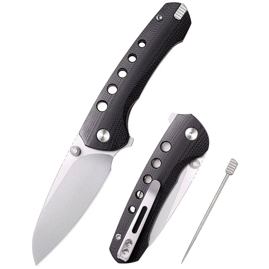 Remette RT-BEE RT-BEE-G front view – 2.8" ceramic sandblasted 14C28N drop point folding knife