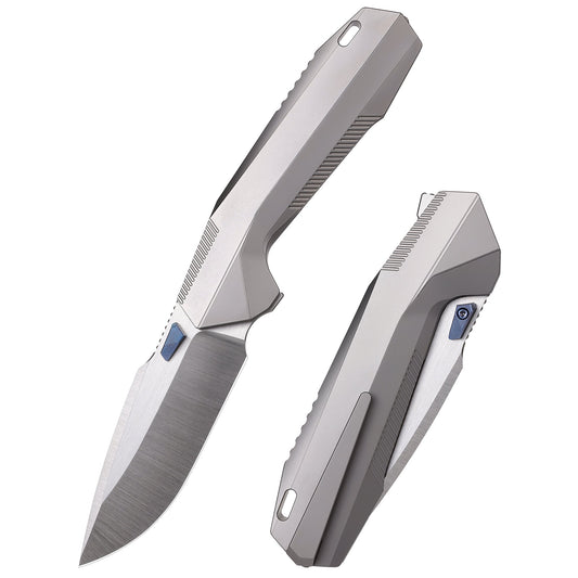 Remette RT-WK1-E front view – 3.46" satin M390 drop point folding knife