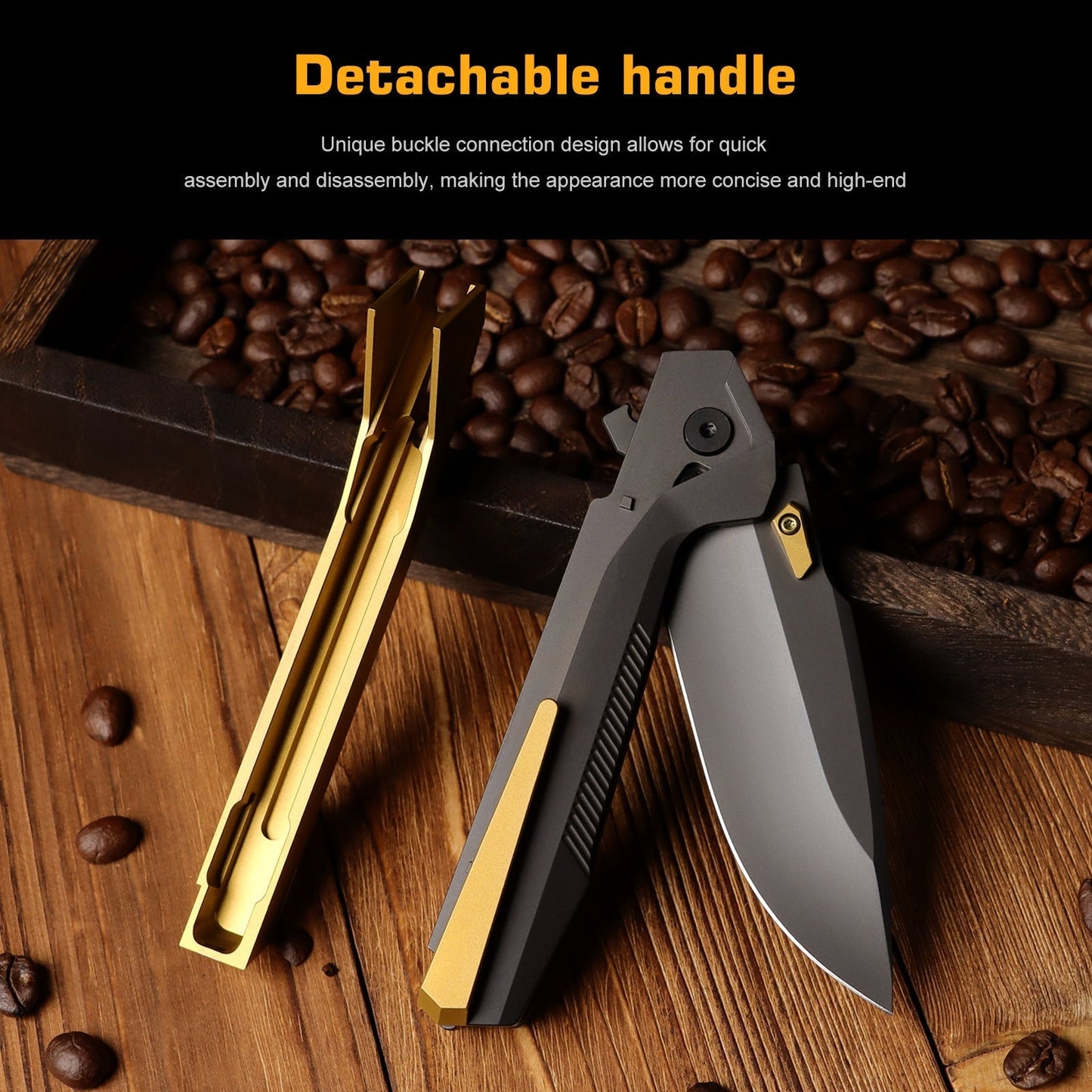 Remette RT-WK1-G DLC golden black titanium handle scales