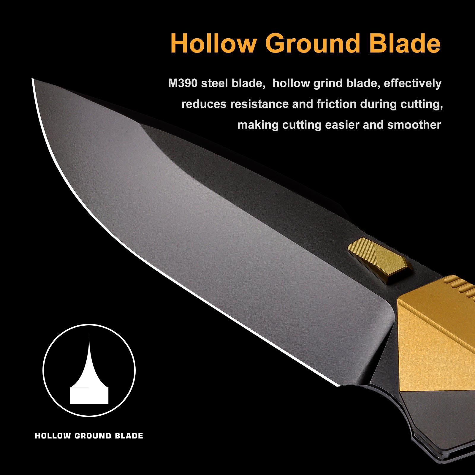 Remette RT-WK1-G open position showing DLC M390 drop point blade
