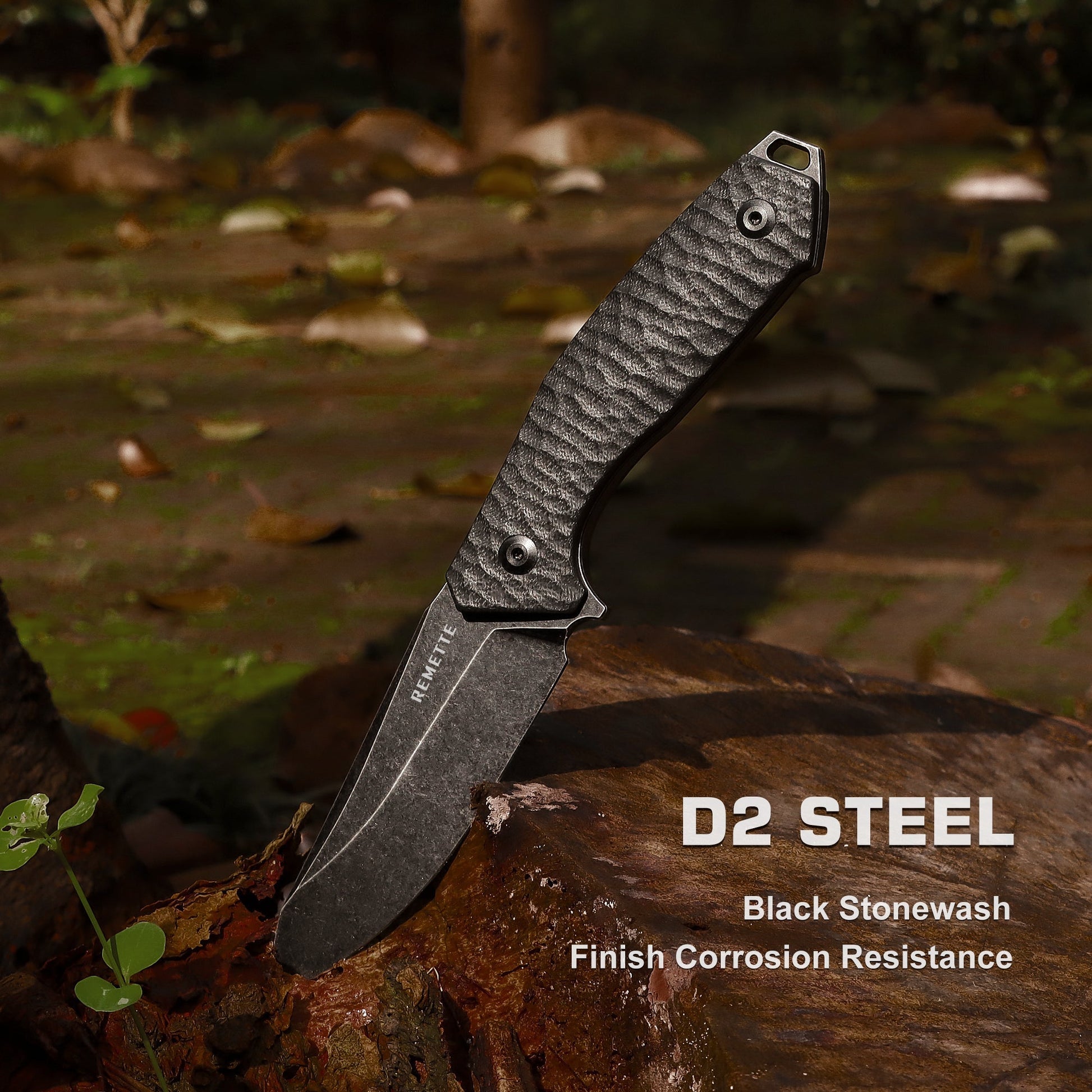 Remette Allosaurus RTAS-A black G10 handle detail