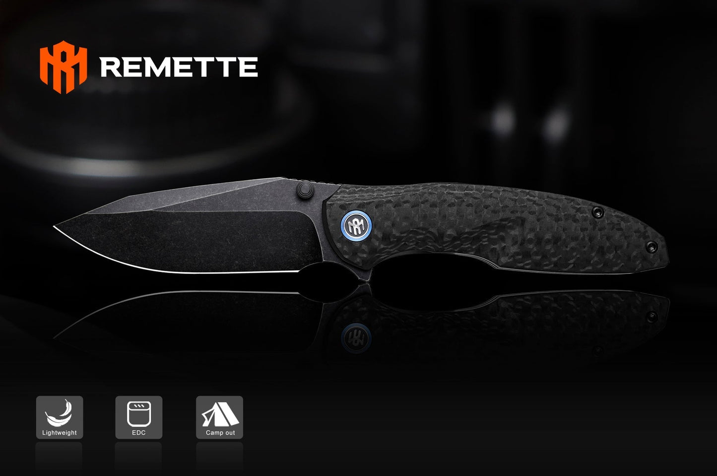 Remette Cool Whale RTCL-G2 front view – 3.15" Ti-plated stonewashed 14C28N drop point folding knife