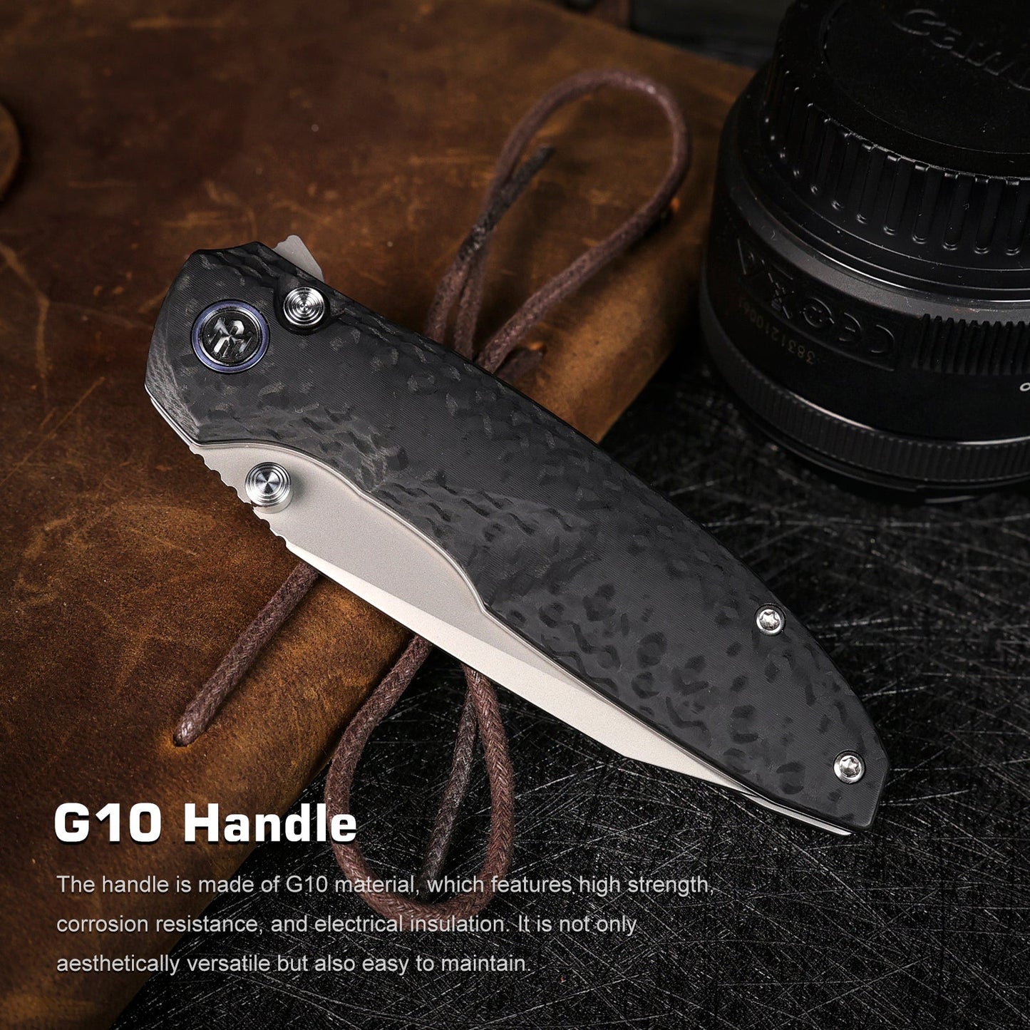 Remette RT-Cool Whale RTCL-GN1 open position showing 14C28N reverse tanto blade